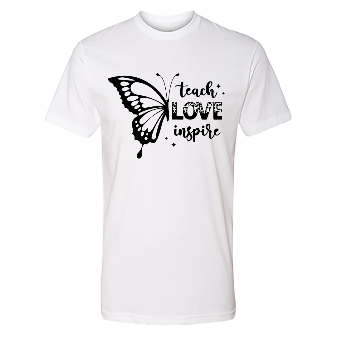 Men’s “Teach Love Inspire” Butterfly Graphic T-Shirt – Inspirational Comfort Wear