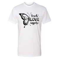 Men’s “Teach Love Inspire” Butterfly Graphic T-Shirt – Inspirational Comfort Wear