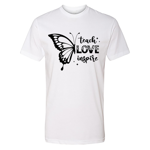 Men’s “Teach Love Inspire” Butterfly Graphic T-Shirt – Inspirational Comfort Wear