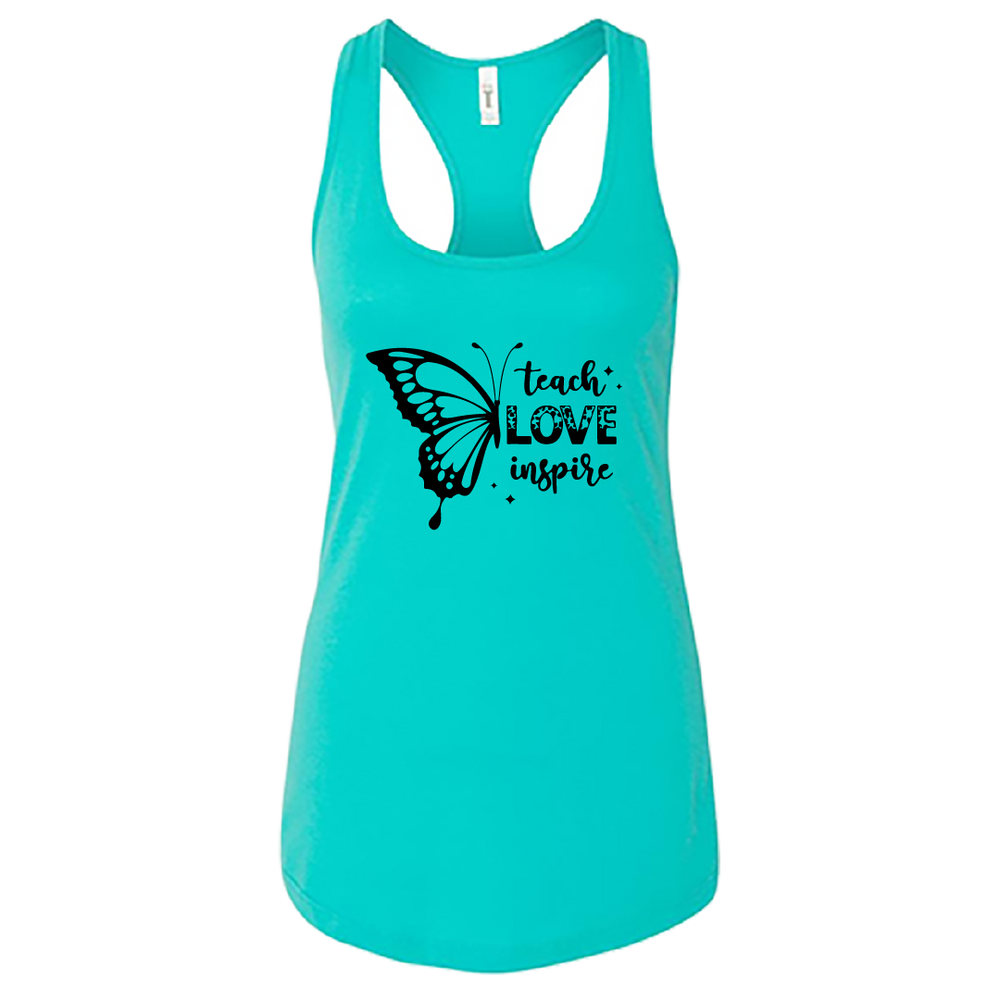 Women’s “Teach Love Inspire” Butterfly Racerback Tank Top