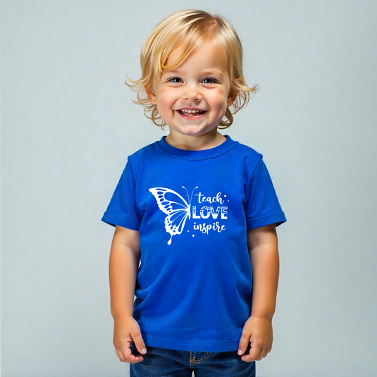 Youth "Teach Love Inspire" Butterfly Graphic T-Shirt – Comfortable & Inspirational