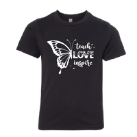 Youth "Teach Love Inspire" Butterfly Graphic T-Shirt – Comfortable & Inspirational