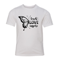 Youth "Teach Love Inspire" Butterfly Graphic T-Shirt – Comfortable & Inspirational