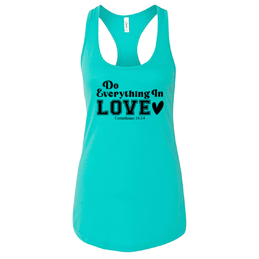 INSPIRATIONAL "Do Everything In Love" Racerback Tank Top – Faith-Based Women's Tee