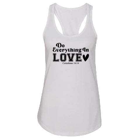 INSPIRATIONAL "Do Everything In Love" Racerback Tank Top – Faith-Based Women's Tee