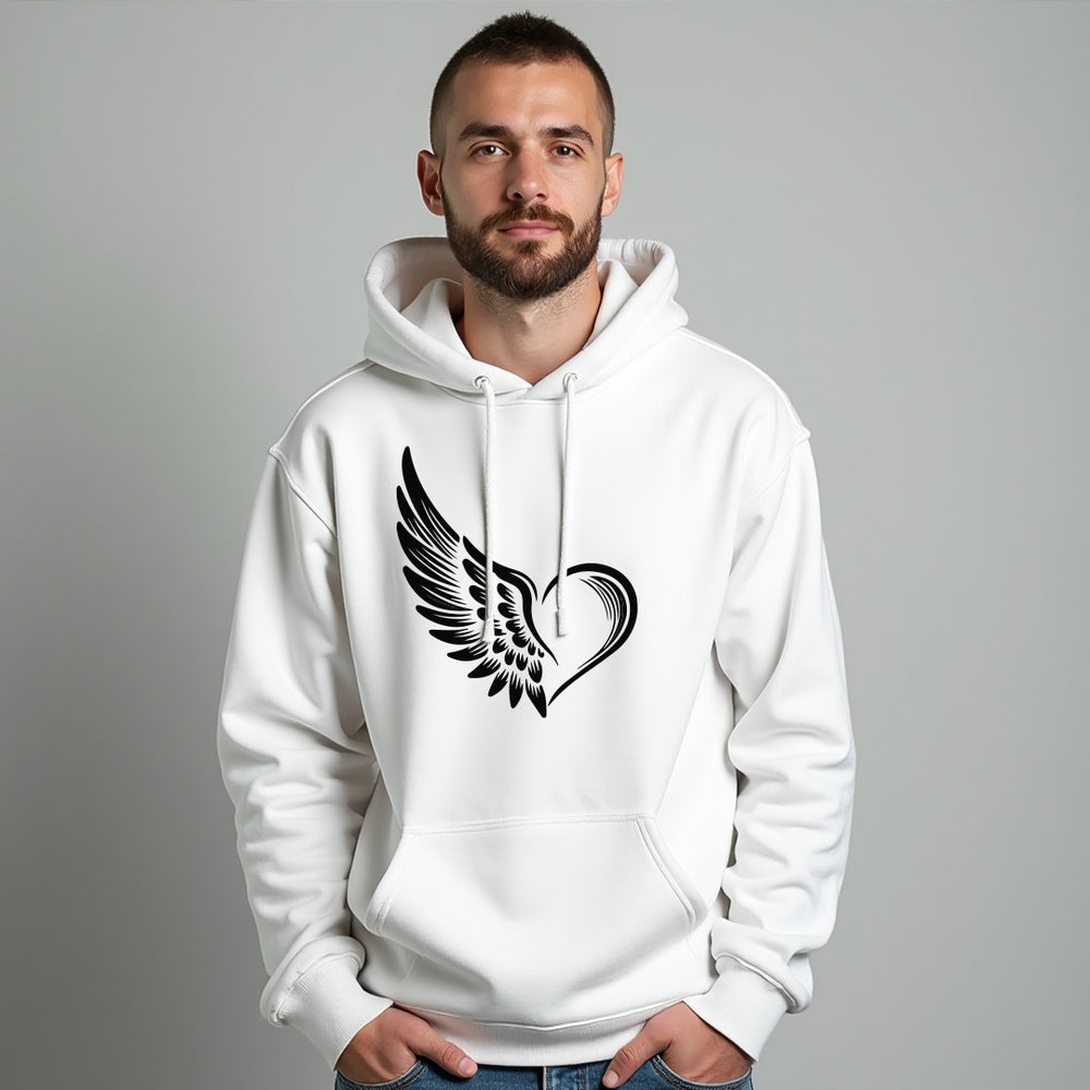 EXPRESSIVE Winged Heart Unisex Hoodie – Symbolic Angel Heart Sweatshirt