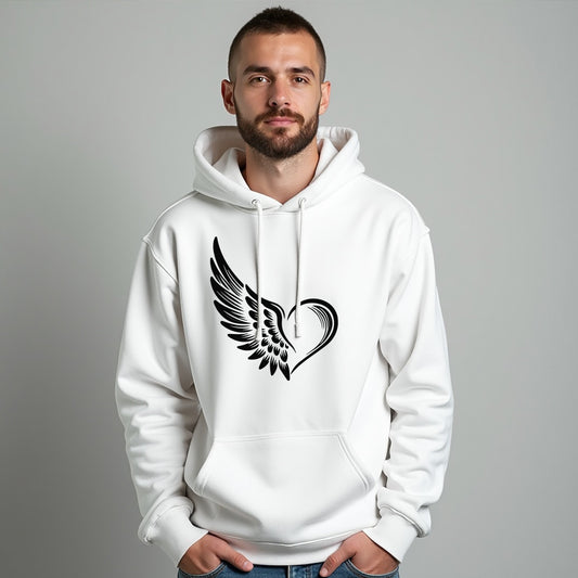 EXPRESSIVE Winged Heart Unisex Hoodie – Symbolic Angel Heart Sweatshirt