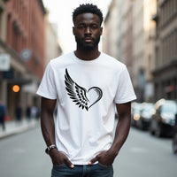 EXPRESSIVE Winged Heart Men's T-Shirt – Symbolic Angel Wing Tee