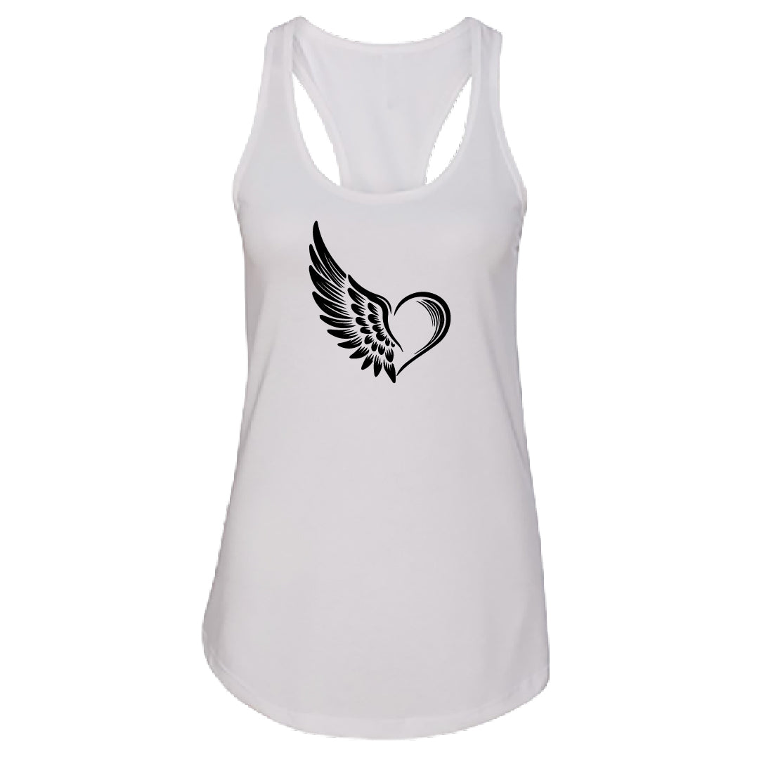 EXPRESSIVE Winged Heart Racerback Tank Top – Symbolic Angel Wing Women's Tee