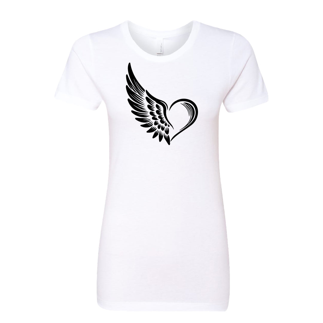 EXPRESSIVE Winged Heart Women's T-Shirt – Symbolic Angel Wing Tee