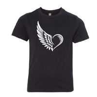 EXPRESSIVE Winged Heart Youth T-Shirt – Symbolic Angel Wing Kids' Tee