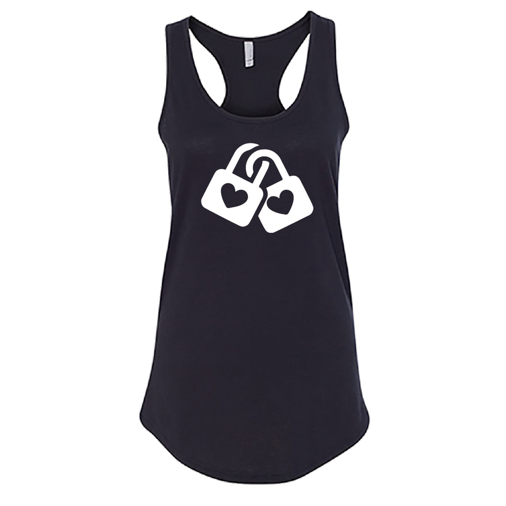 SYMBOLIC Love Locks Racerback Tank Top – Romantic Heart Padlock Women's Tee