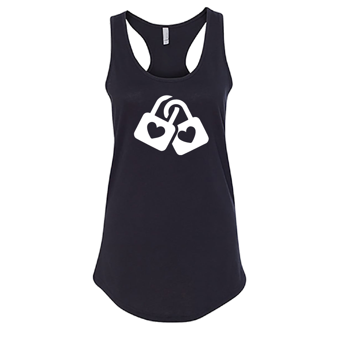 SYMBOLIC Love Locks Racerback Tank Top – Romantic Heart Padlock Women's Tee