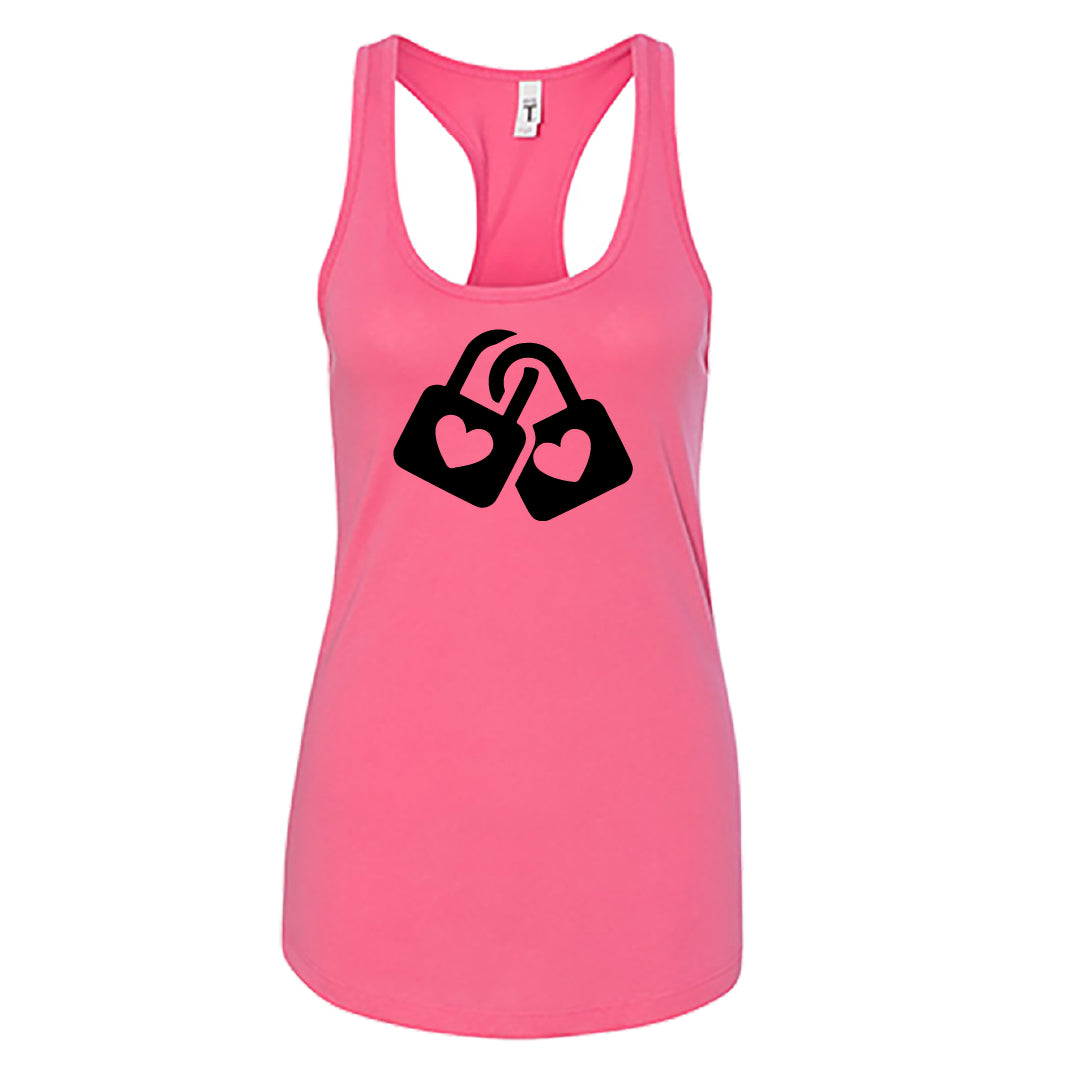 SYMBOLIC Love Locks Racerback Tank Top – Romantic Heart Padlock Women's Tee