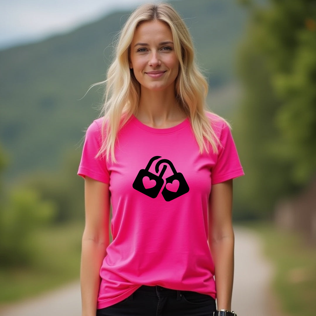SYMBOLIC Love Locks Women's T-Shirt – Romantic Heart Padlock Tee