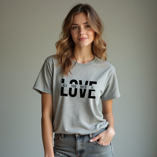"All You Need Is Love" Women's T-Shirt – A Timeless & Positive Graphic Tee