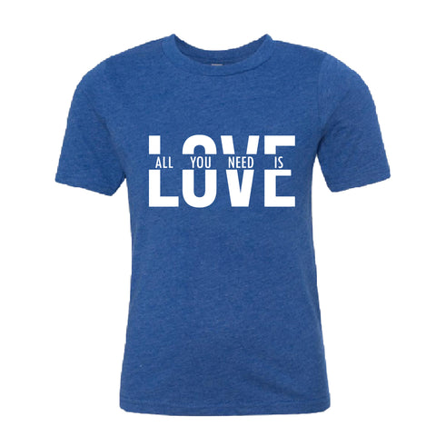 All You Need Is Love" Youth T-Shirt – A Timeless & Positive Graphic Tee