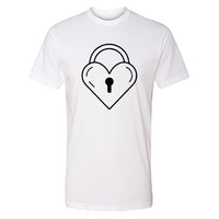 SEO Product Title Men’s Heart Lock T-Shirt – Modern Graphic Tee for Men – Minimalist Heart Padlock T-Shirt – Romantic Streetwear Gift for Him