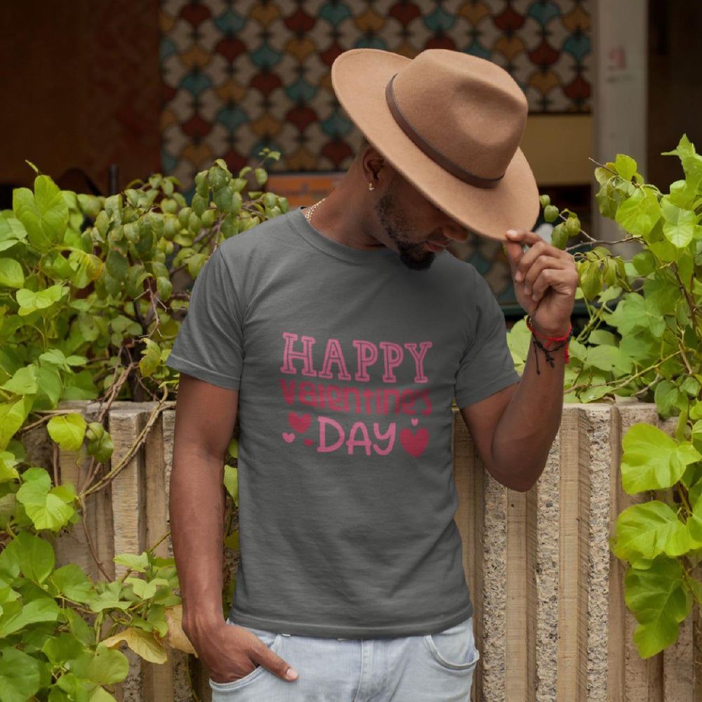 Men’s Happy Valentine's Day T-Shirt | Heart Graphic Crew Neck Tee | Premium Soft Cotton Romantic Holiday Shirt