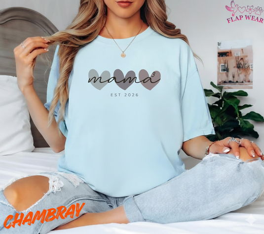 Mama 2026 Comfort Colors Shirt, New Mom Mother’s Day Gift, Mama Est 2026 Oversized T-Shirt, Pregnancy Reveal Tee, First Time Mom Gift, Women