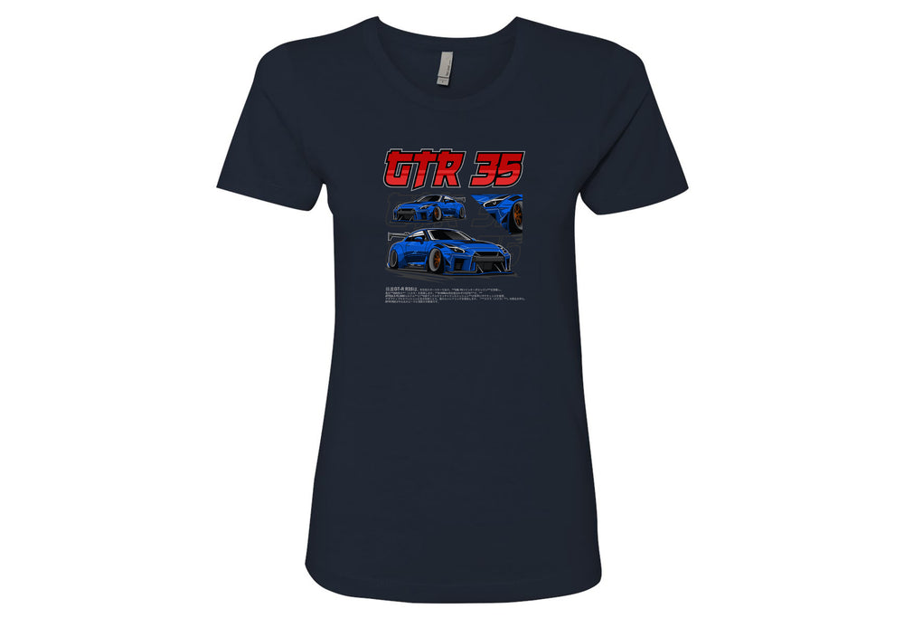 Nissan GTR 35 Women’s T-Shirt – Lightweight, Fitted Tee in Black, Hot Pink, Royal, White | Sizes Small to 2XL