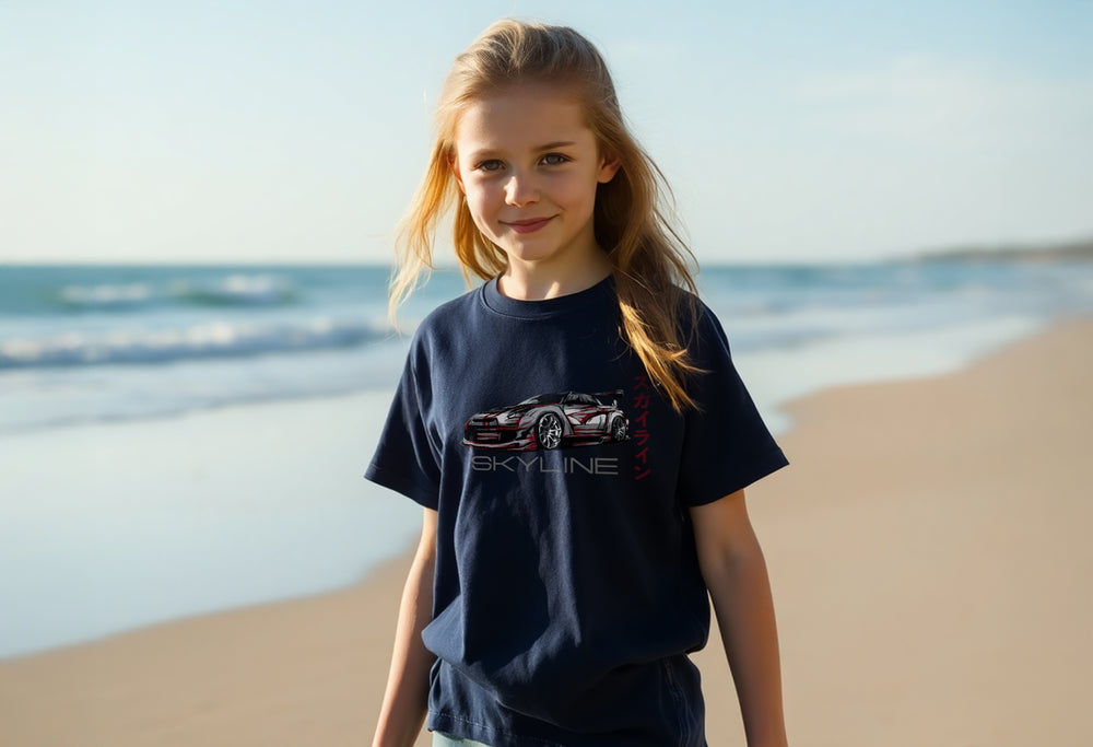 Youth Nissan Skyline T-Shirt - Premium Quality Relaxed Fit Tee in Black, Cardinal, Charcoal, Navy, Royal Blue, White | Sizes Small to XL