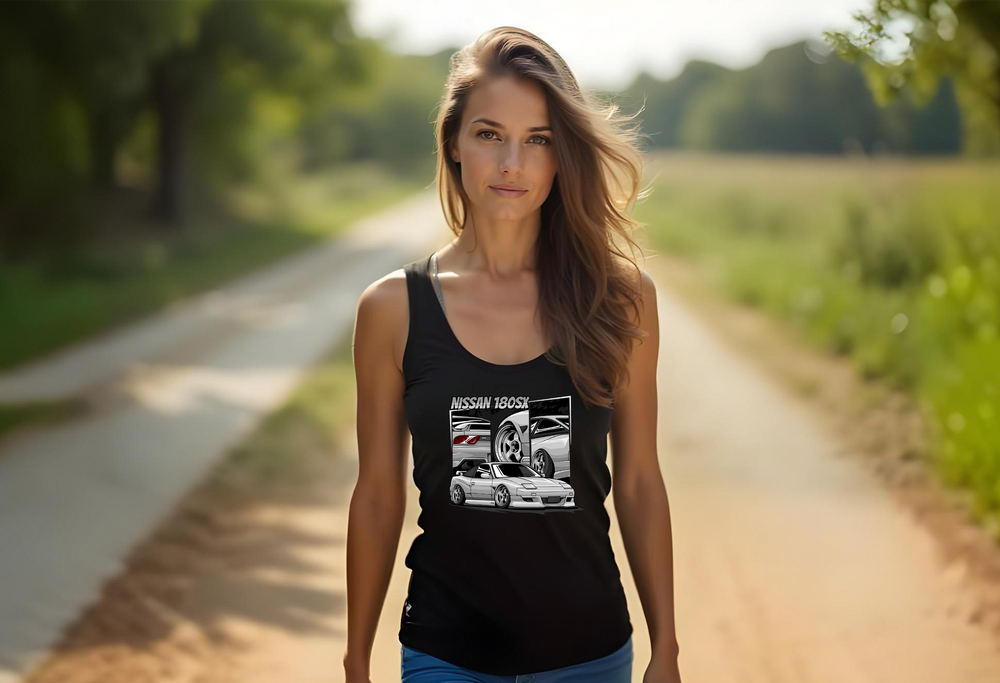 Women’s Nissan 180SX Racerback Tank – JDM Street Style Summer Top | Sizes S–2XL | 5 Bold Colors