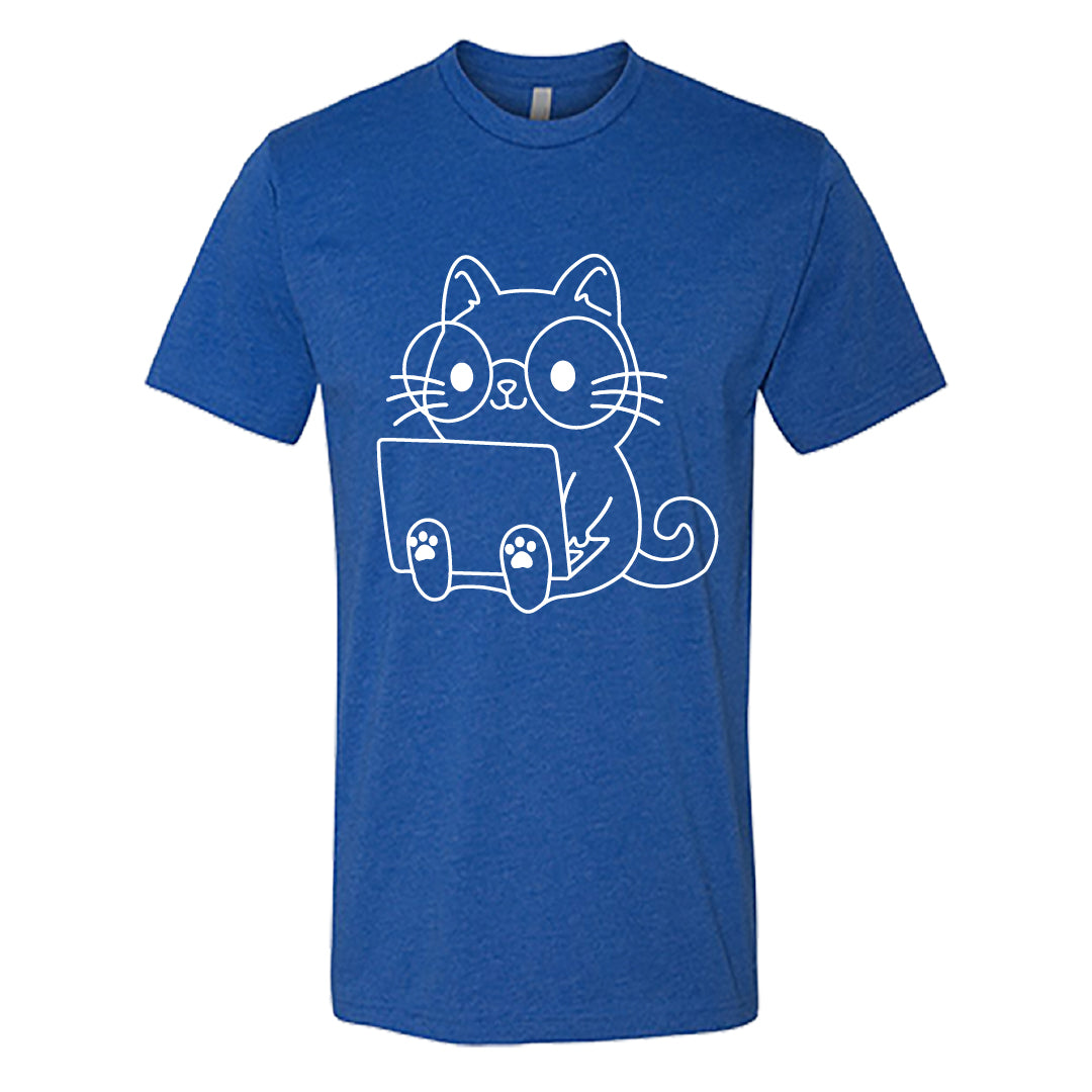 Men's "Laptop Cat" Graphic T-Shirt – Funny Cute Kitty with Laptop Print