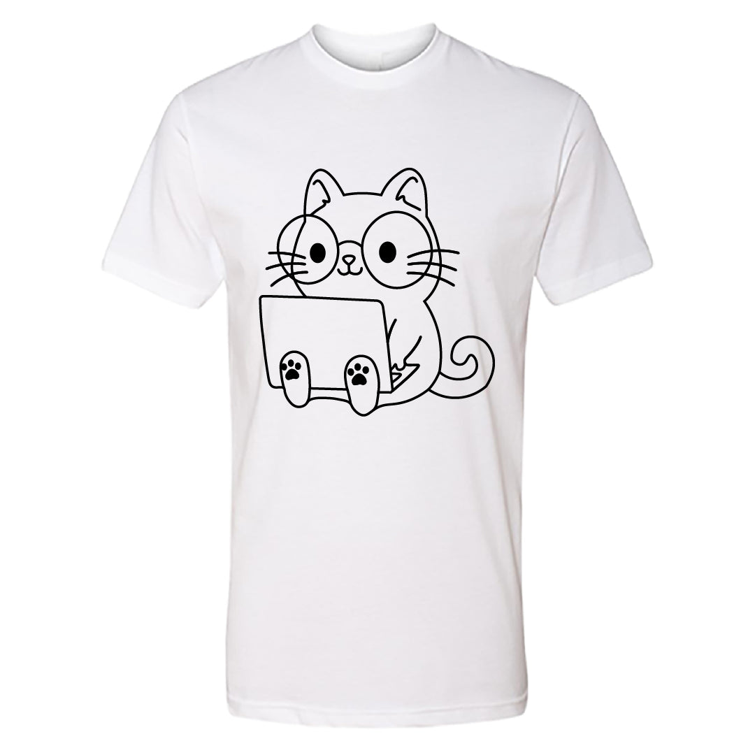 Men's "Laptop Cat" Graphic T-Shirt – Funny Cute Kitty with Laptop Print