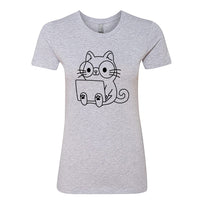 Women’s Cute Cat with Laptop Graphic T-Shirt – Fun & Playful Tee for Cat Lovers