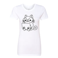 Women’s Cute Cat with Laptop Graphic T-Shirt – Fun & Playful Tee for Cat Lovers