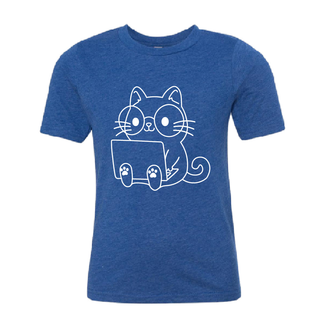 Youth "Laptop Cat" Graphic T-Shirt – Fun & Playful Design for Pet Lovers