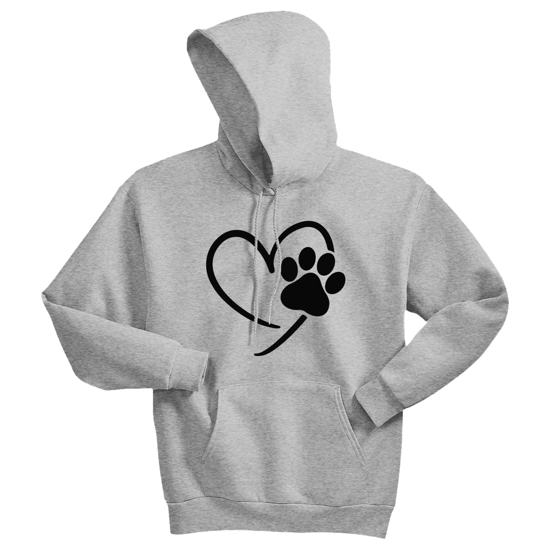 Unisex Heart Paw Print Hoodie – Love for Pets in Style