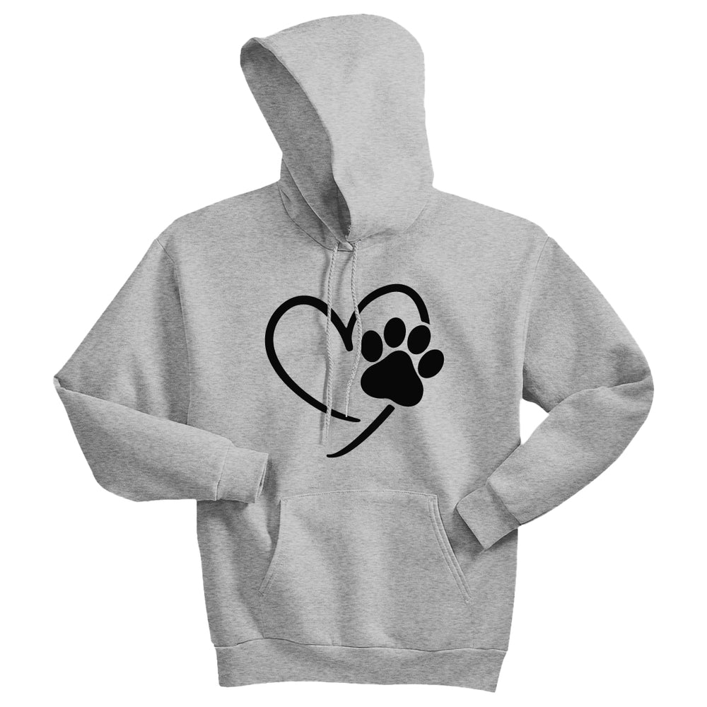 Unisex Heart Paw Print Hoodie – Love for Pets in Style