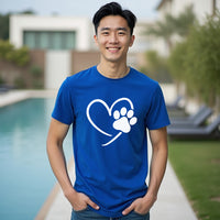Men's Heart & Paw Print Graphic T-Shirt – Casual Pet Lover Tee