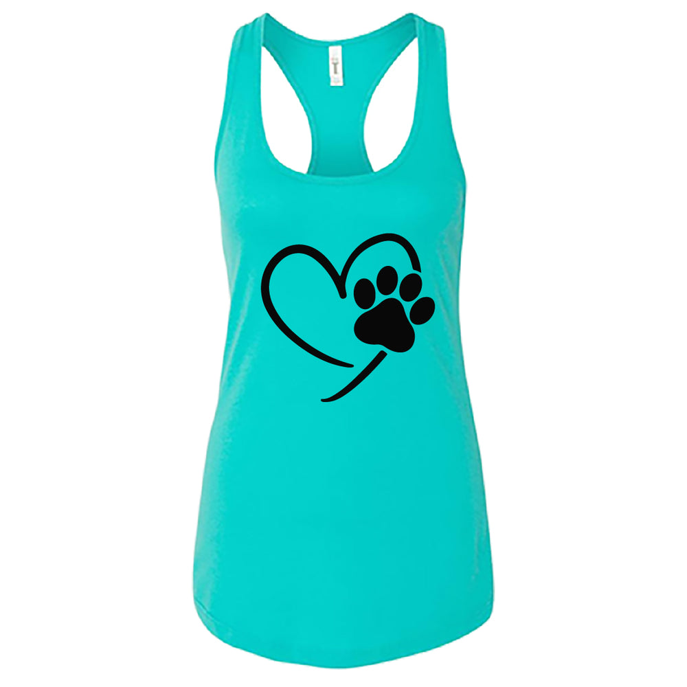 Women’s Racerback Tank Top – Heart & Paw Print Design