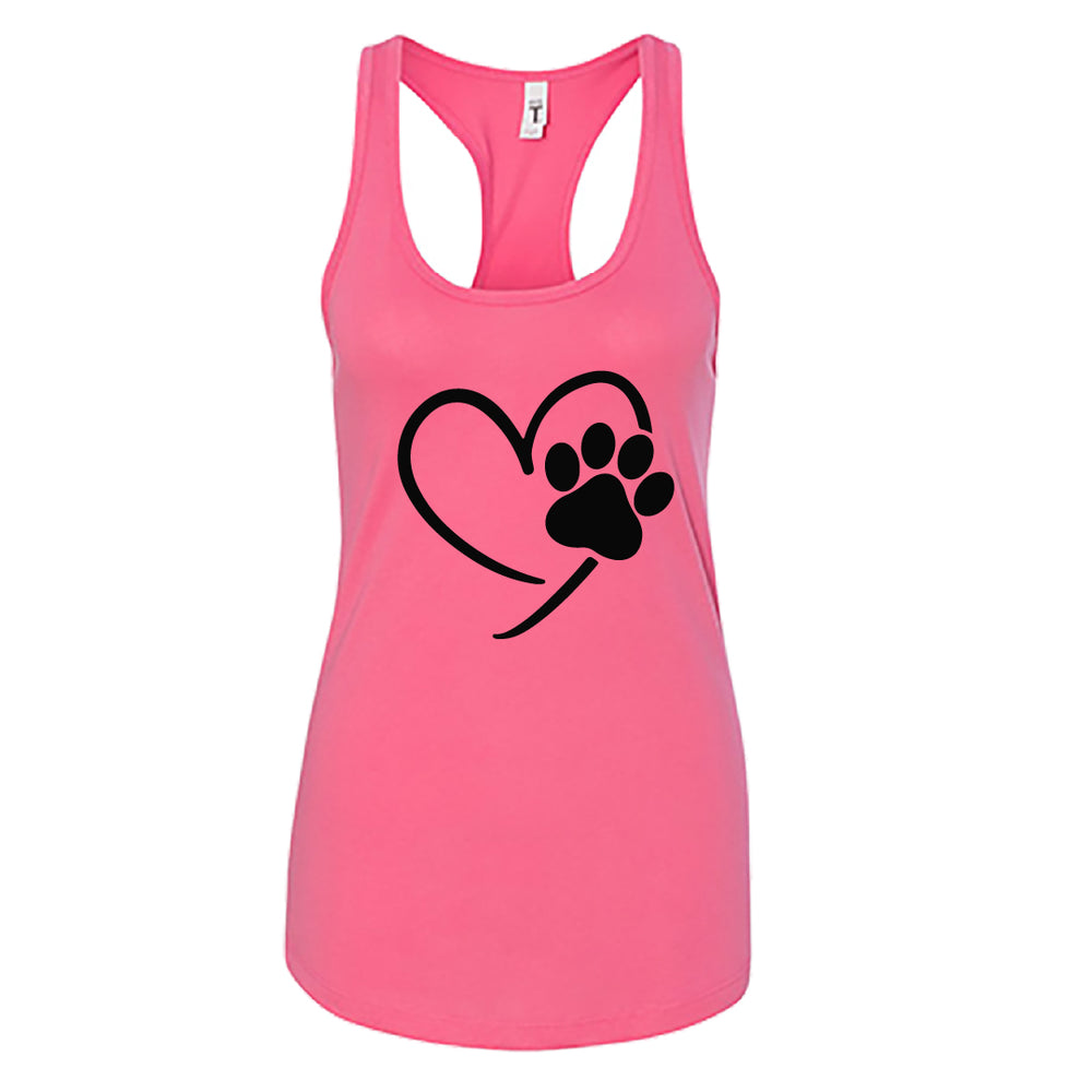 Women’s Racerback Tank Top – Heart & Paw Print Design