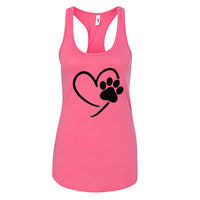 Women’s Racerback Tank Top – Heart & Paw Print Design