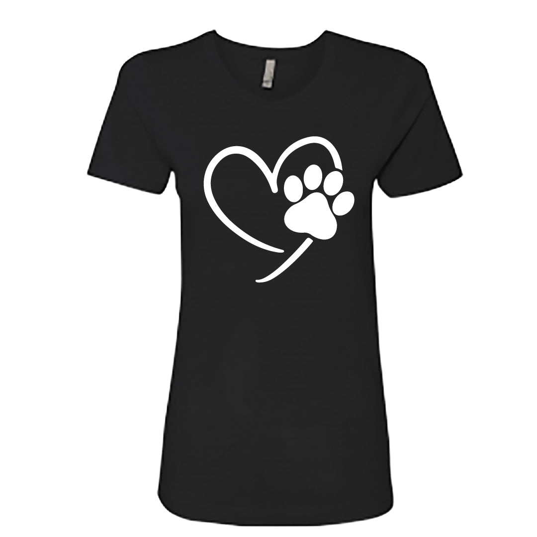 Women’s Paw & Heart Graphic T-Shirt – Soft, Stylish & Pet Lover Approved