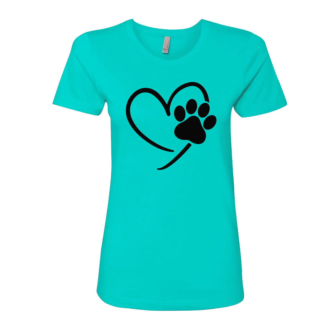 Women’s Paw & Heart Graphic T-Shirt – Soft, Stylish & Pet Lover Approved