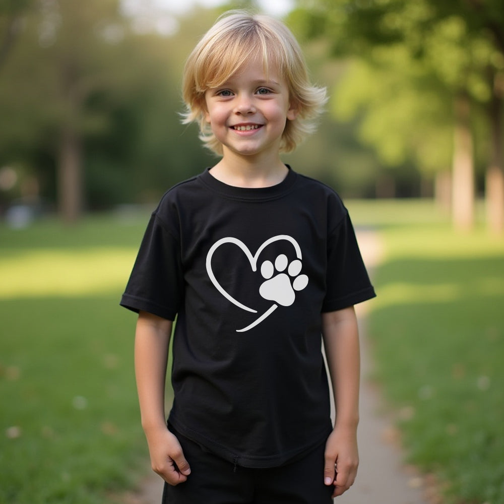 Heart Paw Print Youth T-Shirt – Pet Lover’s Edition