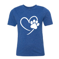 Heart Paw Print Youth T-Shirt – Pet Lover’s Edition