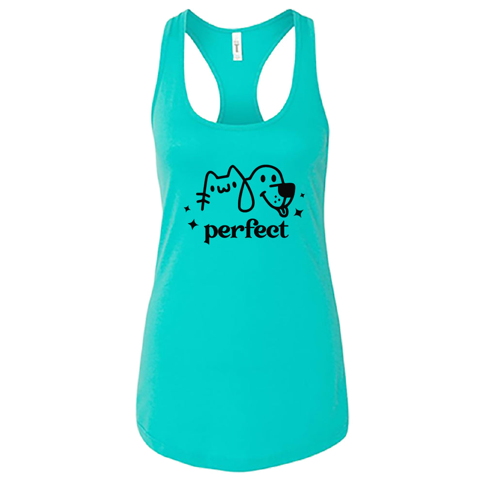 PERFECT Cat & Dog Graphic Women’s Racerback Tank Top – Pet Lover’s Active & Casual Wear