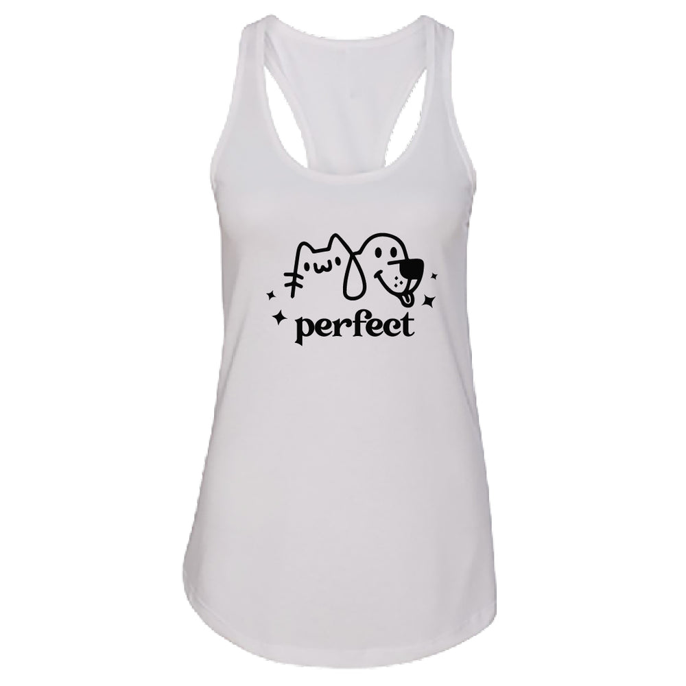 PERFECT Cat & Dog Graphic Women’s Racerback Tank Top – Pet Lover’s Active & Casual Wear