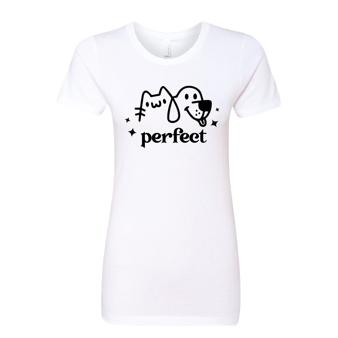 PERFECT Cat & Dog Graphic Women’s T-Shirt – Pet Lover’s Casual Tee