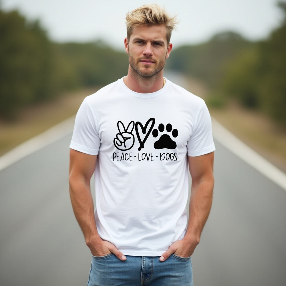 HEARTFELT "Peace Love Dogs" Men's T-Shirt – Fun & Comfy Dog Lover Tee