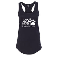 HEARTFELT "Peace Love Dogs" Racerback Tank Top – Fun & Comfy Dog Lover Tee