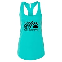 HEARTFELT "Peace Love Dogs" Racerback Tank Top – Fun & Comfy Dog Lover Tee