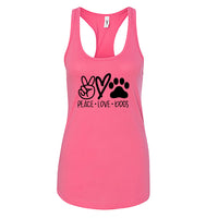 HEARTFELT "Peace Love Dogs" Racerback Tank Top – Fun & Comfy Dog Lover Tee