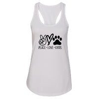 HEARTFELT "Peace Love Dogs" Racerback Tank Top – Fun & Comfy Dog Lover Tee